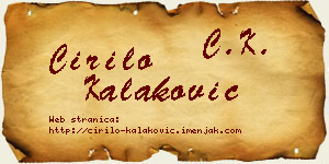 Ćirilo Kalaković vizit kartica